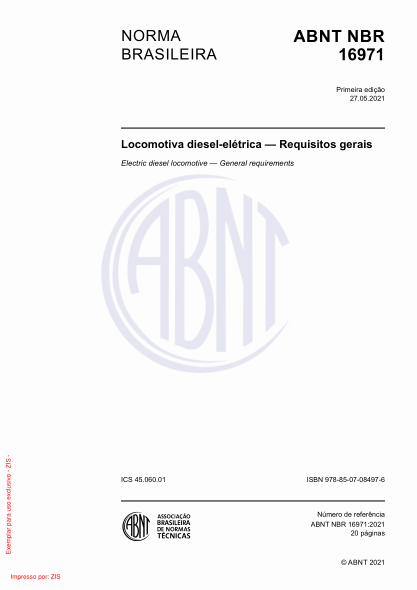 ABNT NBR 16971-2021Electric diesel locomotive - General requirements