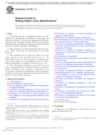 ASTM D7195-2021Standard Guide for Setting Object Color Specifications