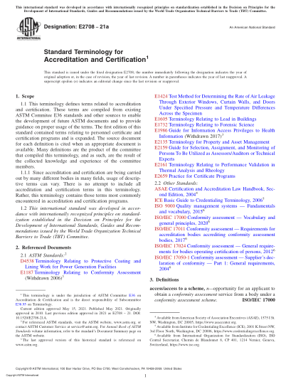 ASTM E2708-2021aStandard Terminology for Accreditation and Certification