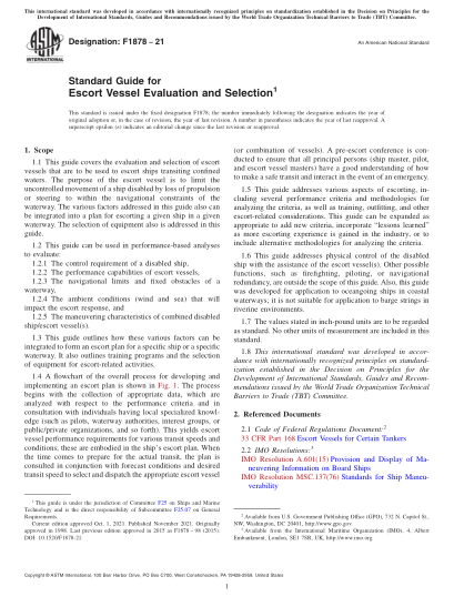 ASTM F1878-2021Standard Guide for Escort Vessel Evaluation and Selection