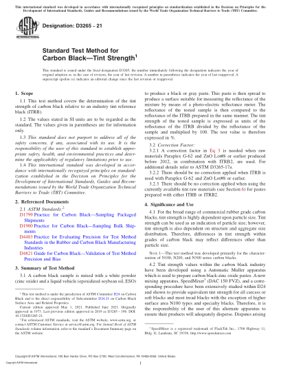 ASTM D3265-2021Standard Test Method for Carbon Black—Tint Strength
