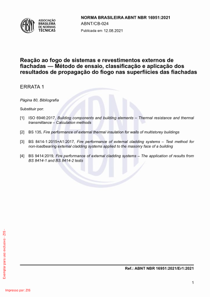 ABNT NBR 16951-2021/Errata 1-2021