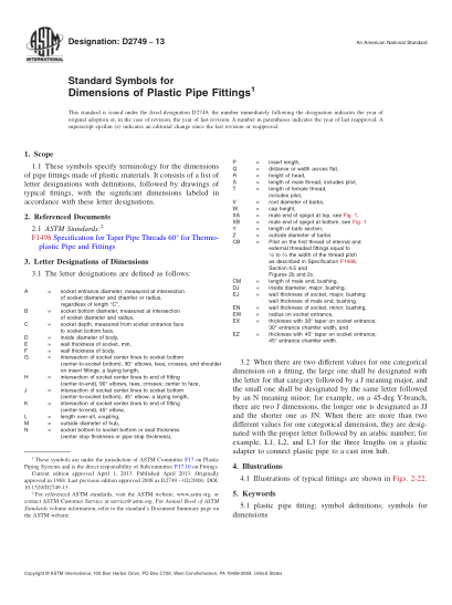 ASTM D2749-2013塑料管配件尺寸符號(hào)Standard Symbols for Dimensions of Plastic Pipe Fittings
