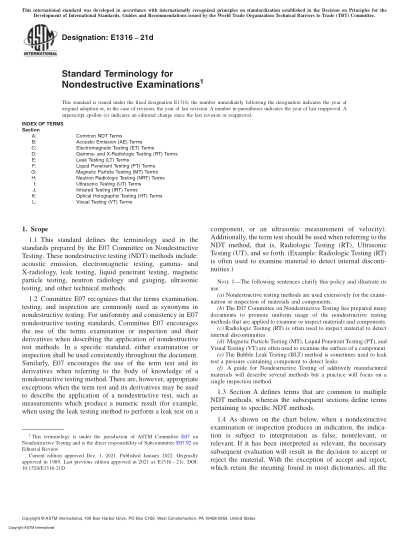 ASTM E1316-2021dStandard Terminology for Nondestructive Examinations
