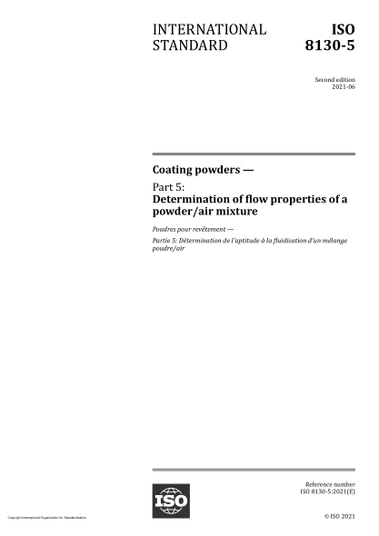 ISO 8130-5-2021Coating powders — Part 5: Determination of flow properties of a powder/air mixture