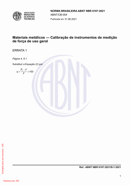 ABNT NBR 8197-2021/Errata 1-2021