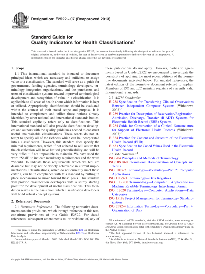 ASTM E2522-2007(2013)健康分類用質(zhì)量指標(biāo)指南Standard Guide for Quality Indicators for Health Classifications