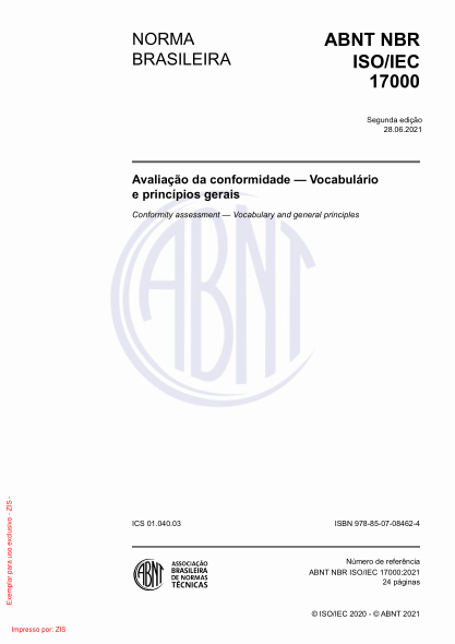 ABNT NBR ISO/IEC 17000-2021Conformity assessment - Vocabulary and general principles