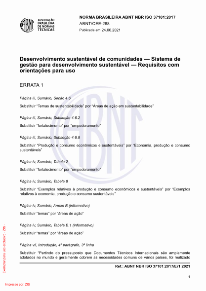 ABNT NBR ISO 37101-2017/Errata 1-2021