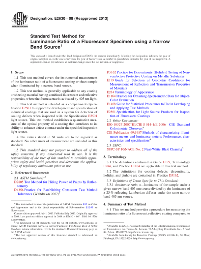 ASTM E2630-2008(2013)用窄帶源測(cè)定熒光試樣亮度比的試驗(yàn)方法Standard Test Method for Luminance Ratio of a Fluorescent Specimen using a Narrow Band Source