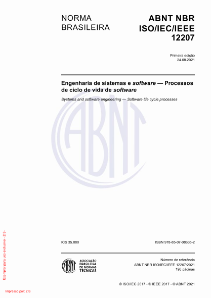 ABNT NBR ISO/IEC/IEEE 12207-2021Systems and software engineering - Software life cycle processes