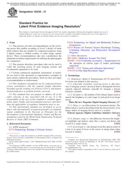 ASTM E3235-2021潛指紋證據(jù)成像分辨率的標準實施規(guī)范Standard Practice for Latent Print Evidence Imaging Resolution