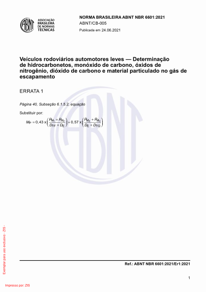 ABNT NBR 6601-2021/Errata 1-2021