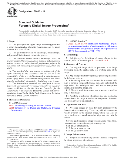 ASTM E2825-2021Standard Guide for Forensic Digital Image Processing