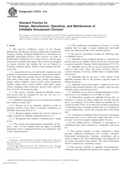 ASTM F2374-2021aStandard Practice for Design, Manufacture, Operation, and Maintenance of Inflatable Amusement Devices