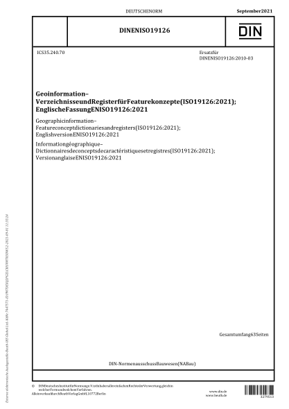 DIN EN ISO 19126-2021Geographic information - Feature concept dictionaries and registers (ISO 19126:2021); English version EN ISO 19126:2021