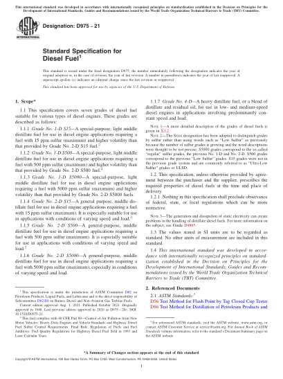 ASTM D975-2021Standard Specification for Diesel Fuel