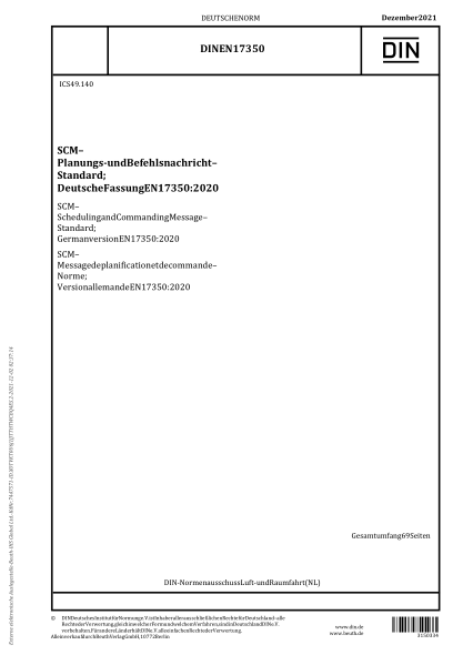 DIN EN 17350-2021SCM - Scheduling and Commanding Message - Standard; German version EN 17350:2020