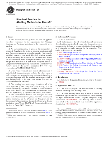 ASTM F3454-2021飛機(jī)警報(bào)方法的標(biāo)準(zhǔn)實(shí)施規(guī)范Standard Practice for Alerting Methods in Aircraft