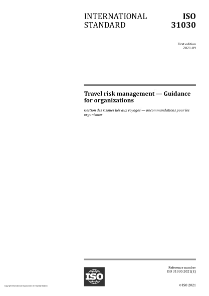 ISO 31030-2021Travel risk management — Guidance for organizations
