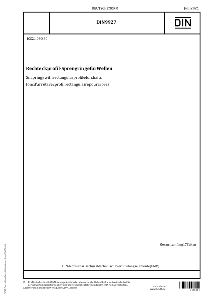 DIN 9927-2021Snap rings with rectangular profile for shafts