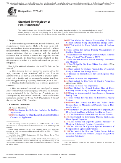 ASTM E176-2021Standard Terminology of Fire Standards