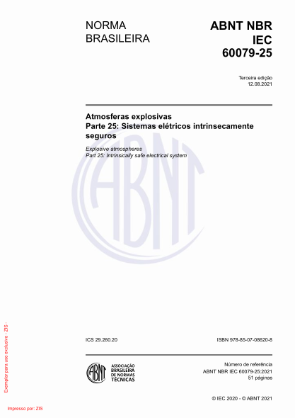 ABNT NBR IEC 60079-25-2021Explosive atmospheres Part 25: Intrinsically safe electrical system