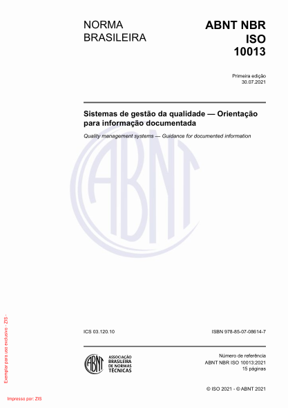 ABNT NBR ISO 10013-2021Quality management systems — Guidance for documented information