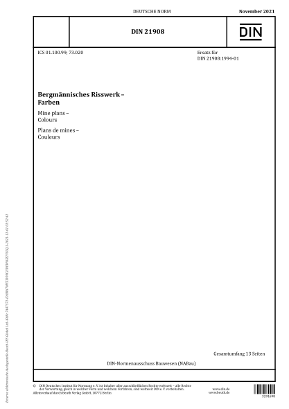 DIN 21908-2021Mine plans - Colours
