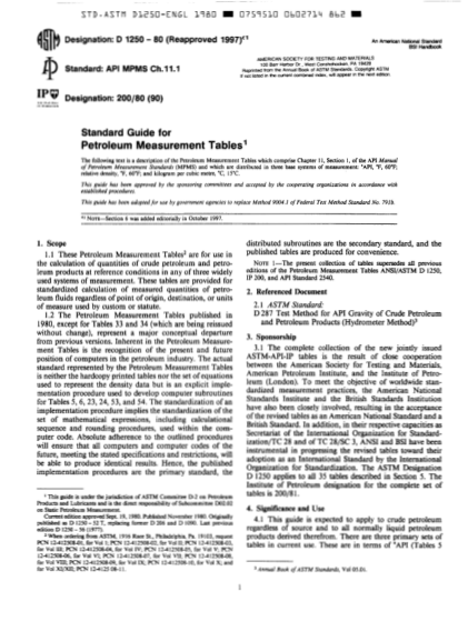 ASTM D1250 ADJ V9-1980(1997)e1Standard Guide for Petroleum Measurement Tables Petroleum Measurement Tables Volume Correction Factors Volume IX Table 54C. Volume Correction Factors for Individual and Special Applications Volume Correction to 15 Degrees C A