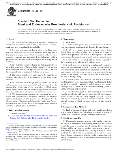ASTM F3505-2021支架和血管內(nèi)假體抗扭結(jié)的標(biāo)準(zhǔn)試驗(yàn)方法Standard Test Method for Stent and Endovascular Prosthesis Kink Resistance