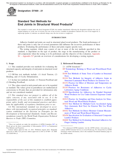 ASTM D7469-2021Standard Test Methods for End Joints in Structural Wood Products