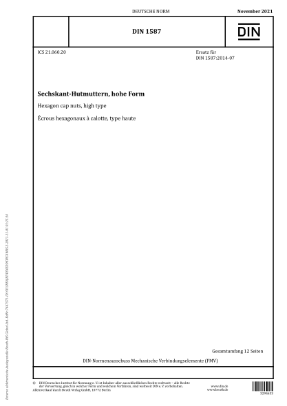 DIN 1587-2021Hexagon cap nuts, high type