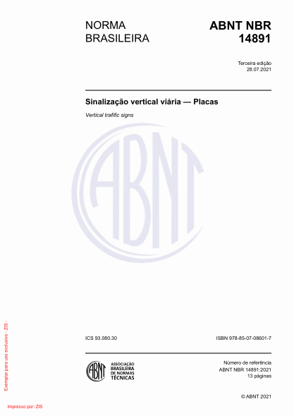 ABNT NBR 14891-2021Vertical traffic signs
