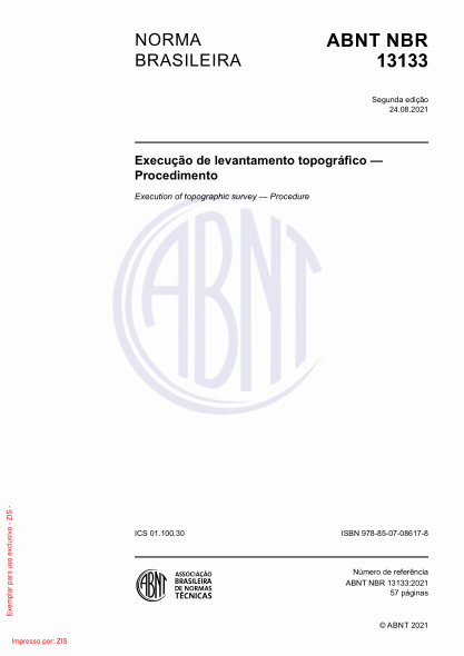 ABNT NBR 13133-2021Execution of topographic survey - Procedure