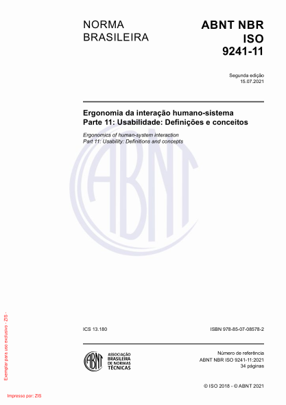 ABNT NBR ISO 9241-11-2021Ergonomics of human-system interaction Part 11: Usability: Definitions and concepts
