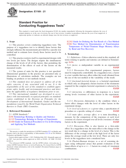 ASTM E1169-2021Standard Practice for Conducting Ruggedness Tests