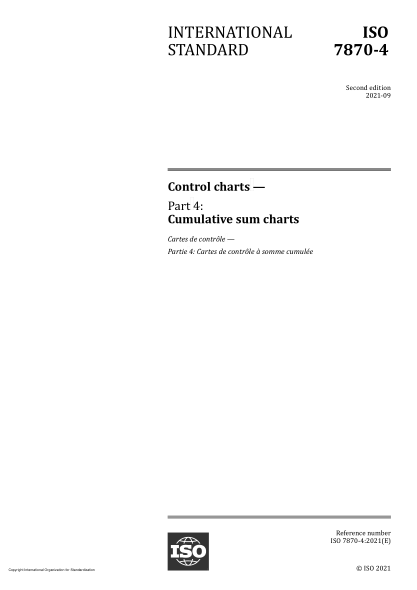 ISO 7870-4-2021Control charts — Part 4: Cumulative sum charts