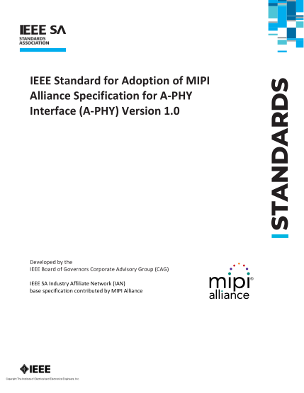 IEEE 2977-2021Adoption of MIPI Alliance Specification for A‐PHY Interface (A‐PHY) Version 1.0