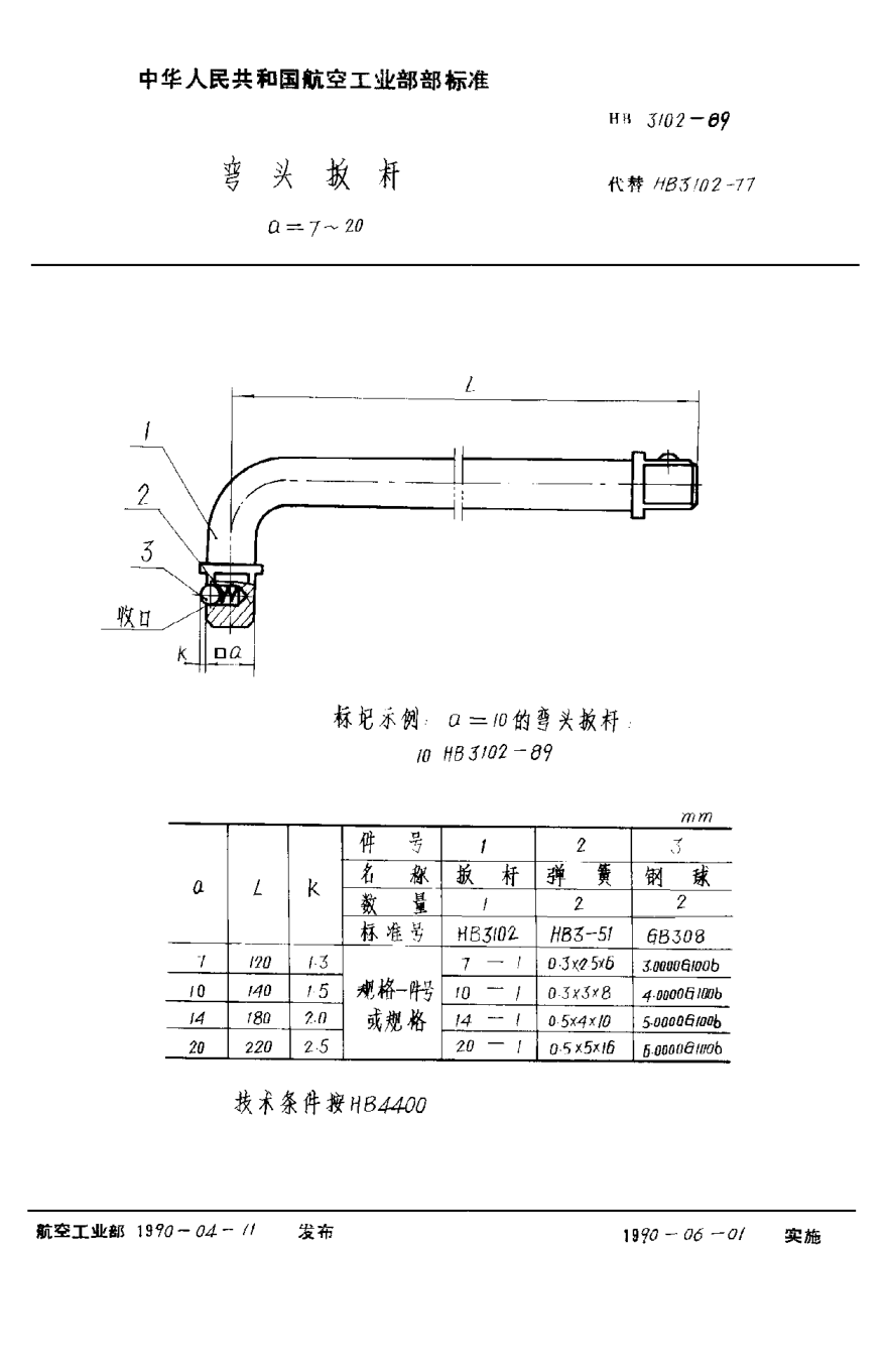 HB 3102-1989彎頭扳桿 a＝7~20