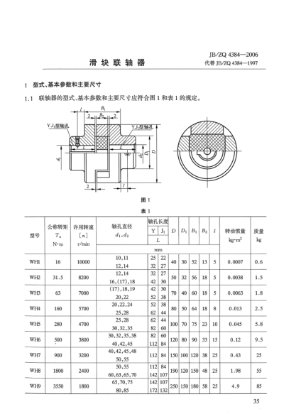 JB/ZQ 4384-2006滑塊聯(lián)軸器