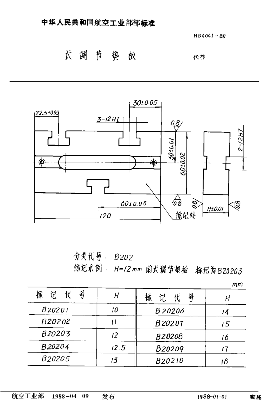HB 4041-1988長調(diào)節(jié)墊板