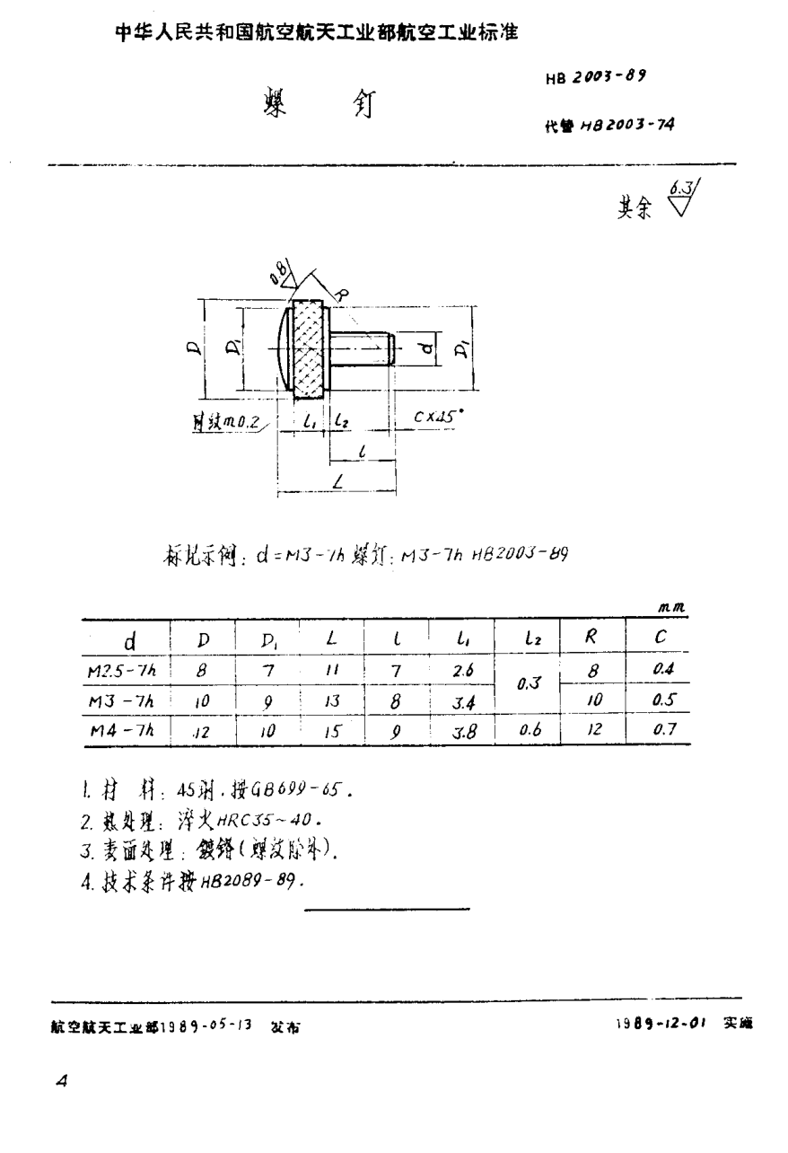 HB 2003-1989螺釘