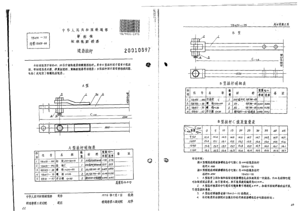 TB/T 431-1975標準軌距鐵路道岔用拉桿