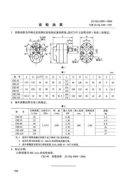 JB/ZQ 4589-2006齒輪油泵