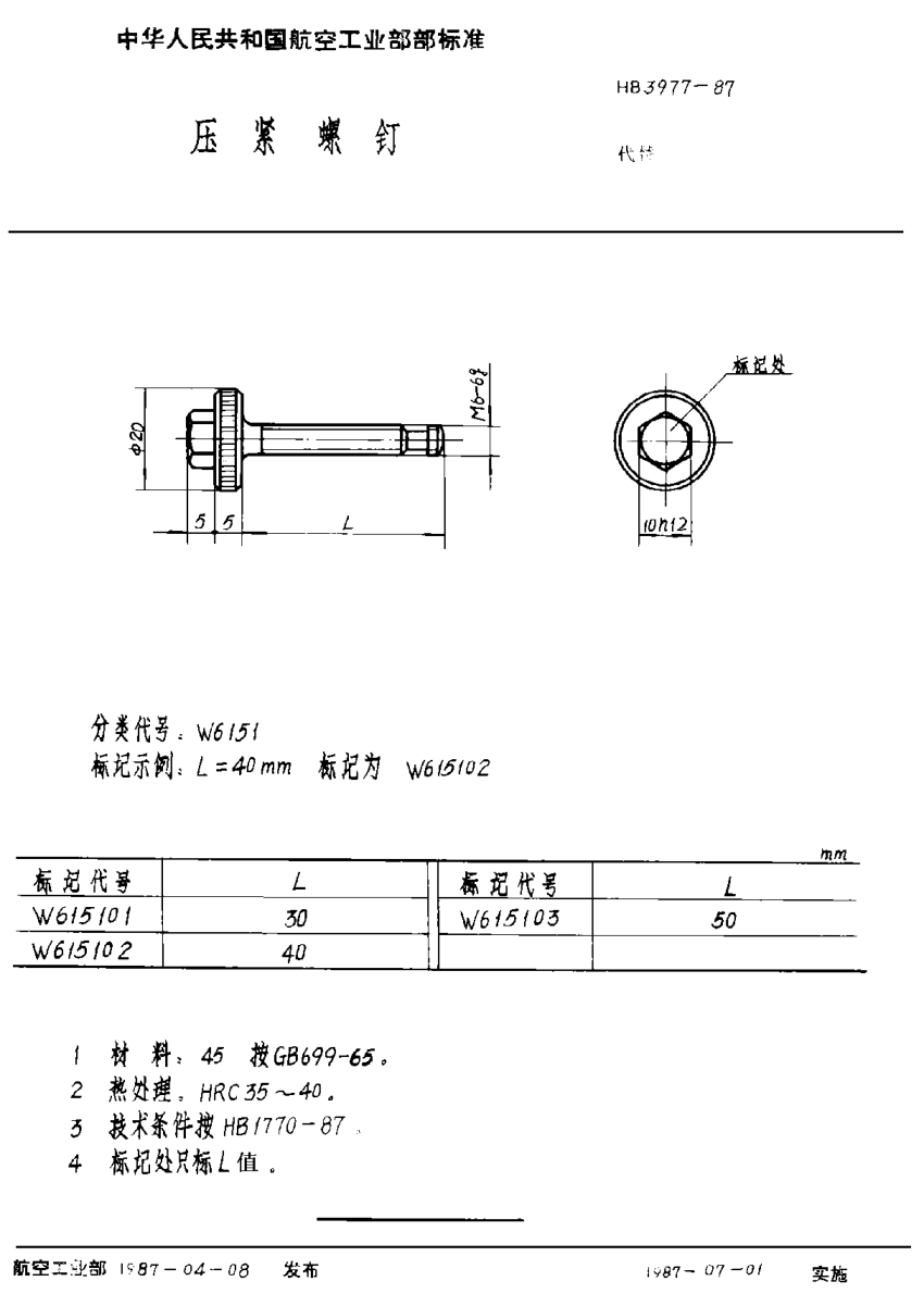 HB 3977-1987壓緊螺釘