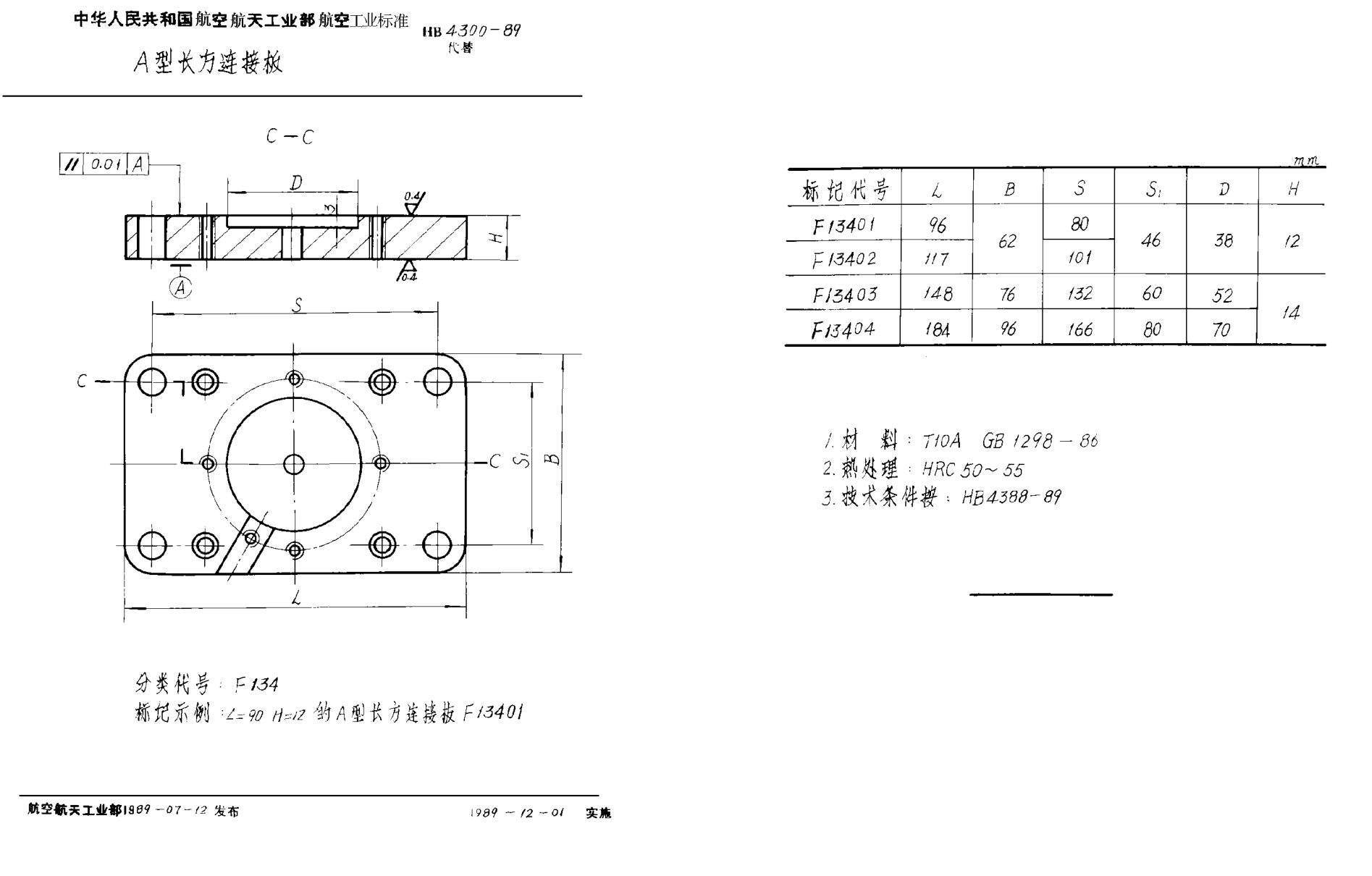 HB 4300-1989Ａ型長(zhǎng)方連接板