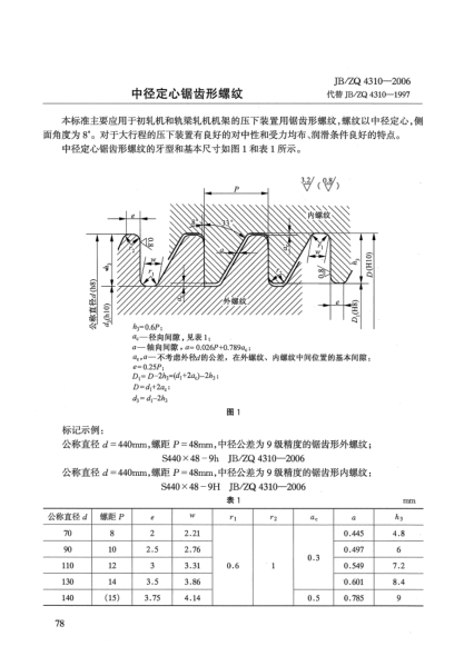 JB/ZQ 4310-2006中徑定心鋸齒形螺紋