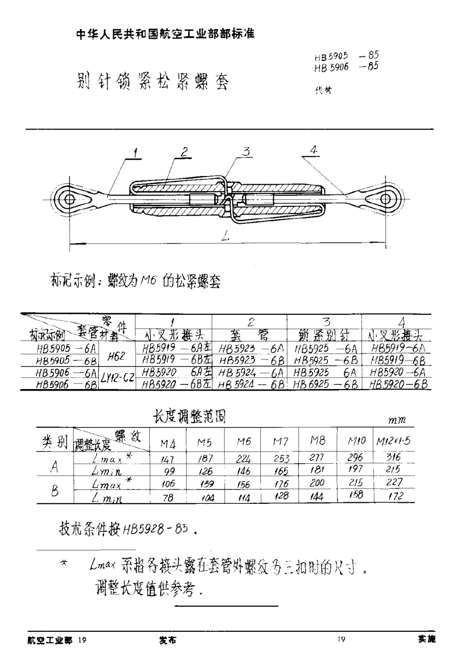 HB 5905-1985別針鎖緊松緊螺套