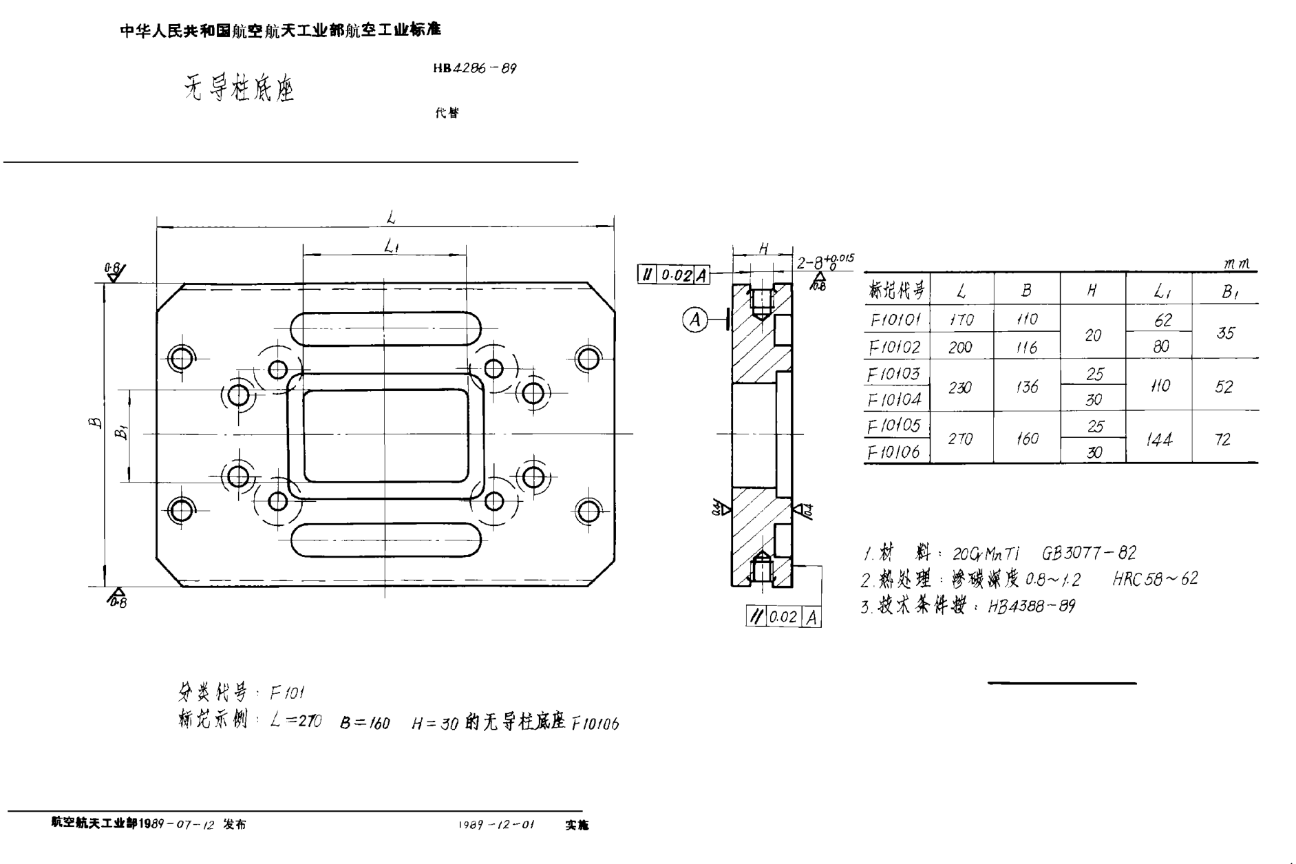 HB 4286-1989無導(dǎo)柱底座